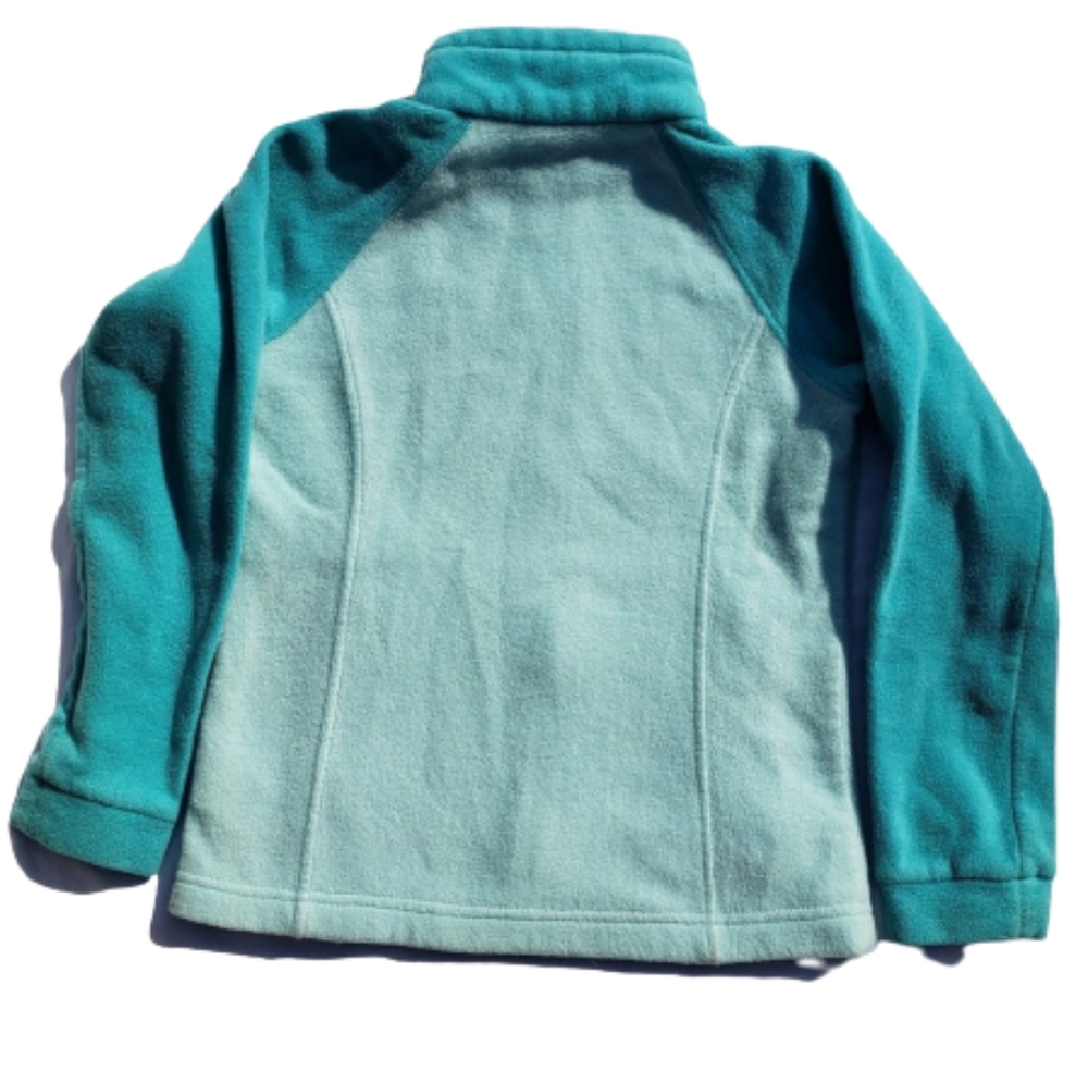 Fleece Jacket Zippered POCKETS Aqua Teal Spring Sz M COLUMBIA 2 Tone - Picture 2 of 13